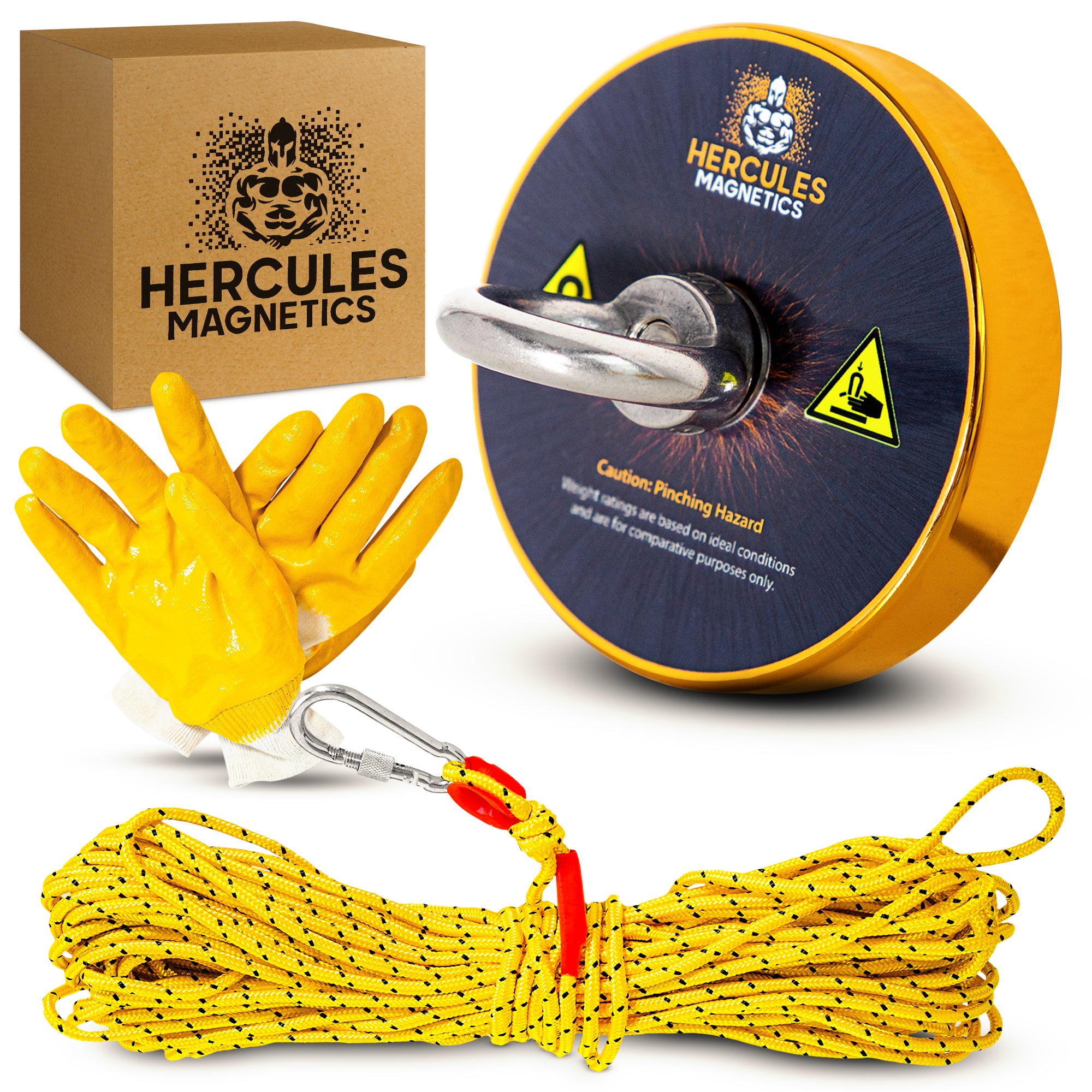 1000 lbs Magnet Fishing Kit w/ 100ft Nylon Rope, Carabiner & Gloves